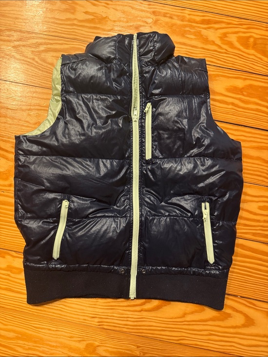 Carve Designs Jackets & Blazers - Carve Designs Puffer Vest - Navy with Light Green Trim